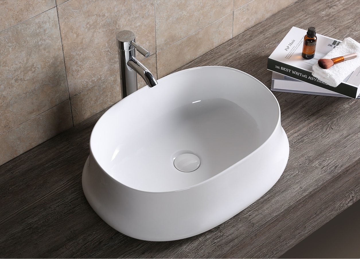 Раковина Ceruttispa CR0060 накладная, белая, овальная, глубокая 580х430х160