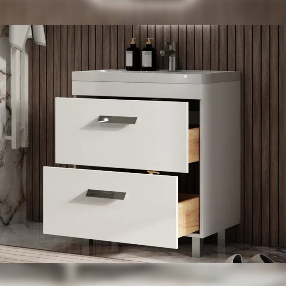 Тумба с раковиной напольная Velvex Orlando tn.ORL.CLA.70.2Y белый матовый, 70 см