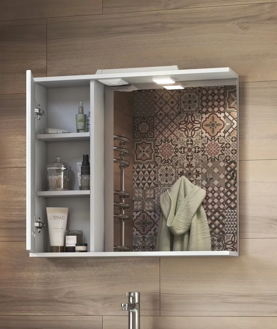 Зеркало с шкафчиком Vigo Diana 80 L свет, белый