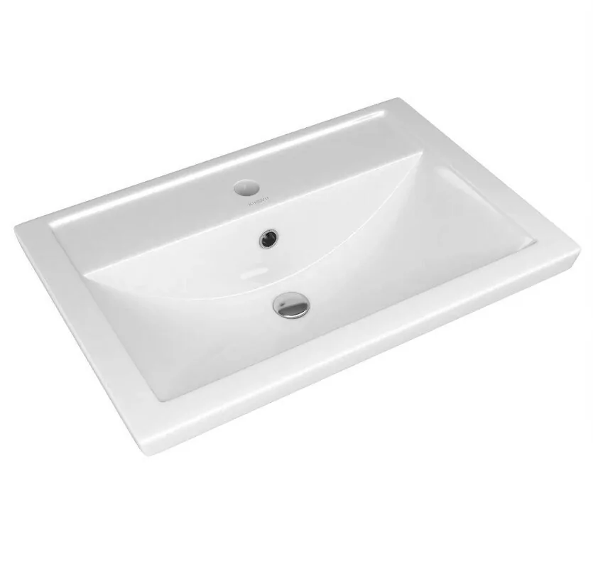 Тумба с раковиной Sanflor Ларго 60 напольная, белый/вяз швейцарский