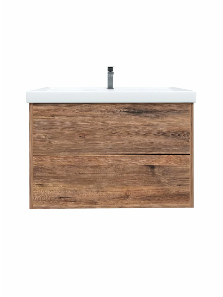 Тумба подвесная SanStar Siva 70 с раковиной Como 70 Дуб веллингтон табак