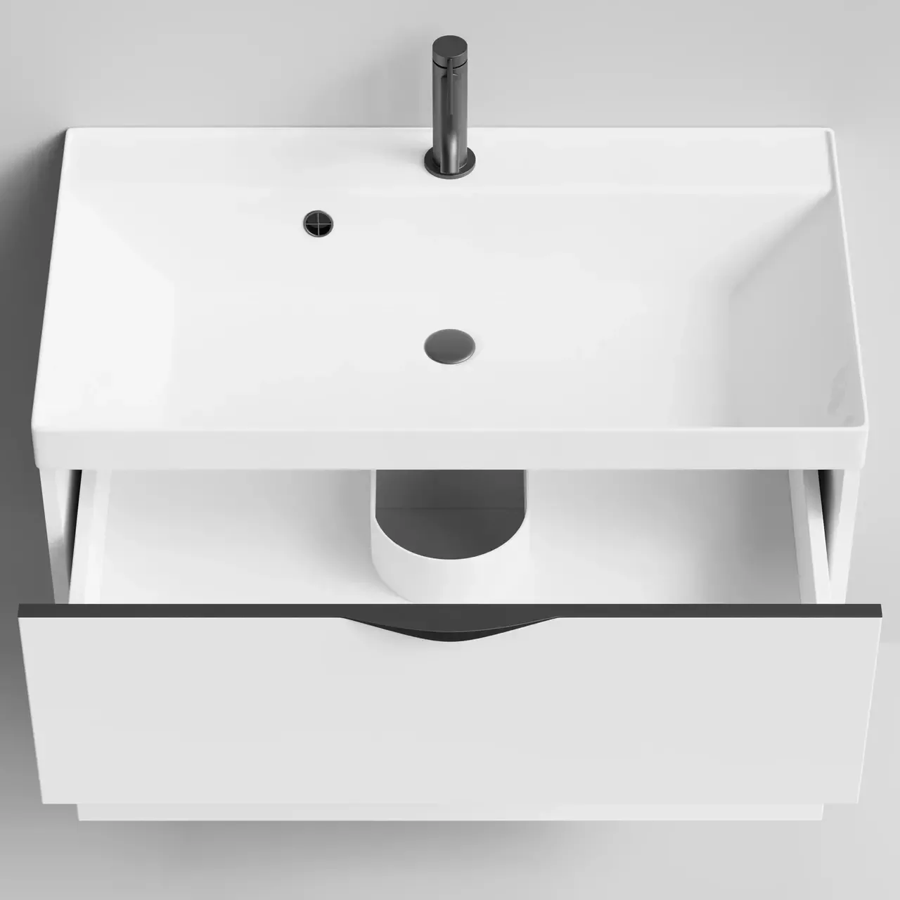 Тумба подвесная Vod-ok Марко 80 с раковиной Classic 80, белая + 13 цветов, ручка хром или черный