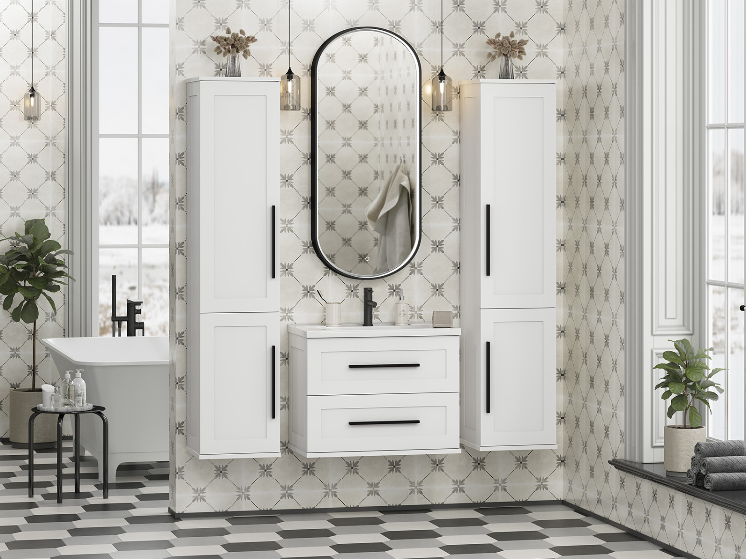 Тумба с раковиной Misty Модерн 70 подвесная, белый