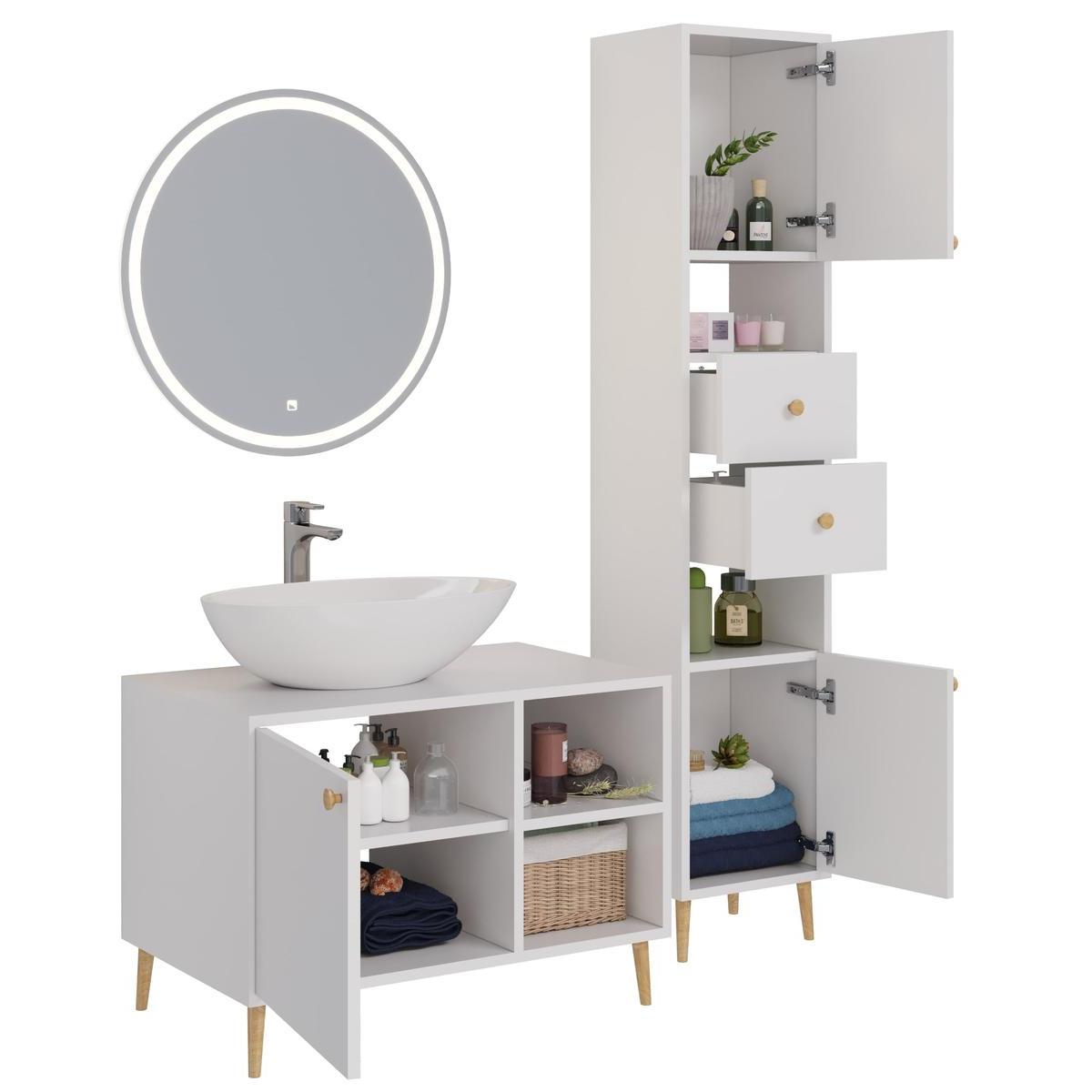 Тумба с раковиной напольная Dreja Luno 80 см, белый