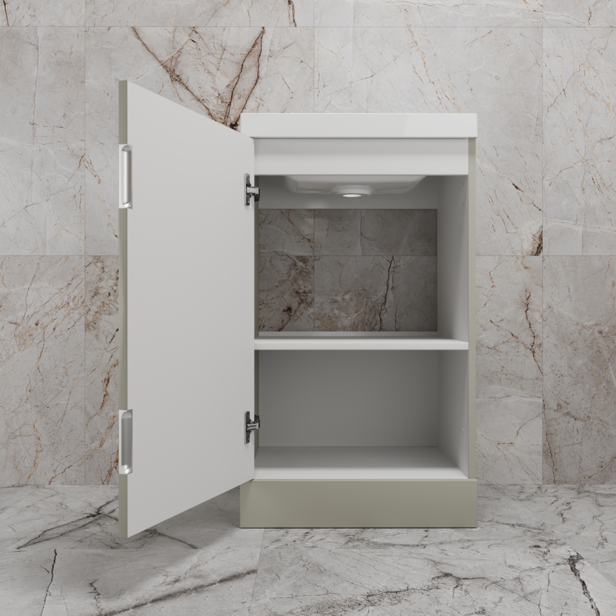 Тумба напольная Style Line "МОНО 50" с раковиной ASTI 50 белый, (1 дверь), санд серая галька