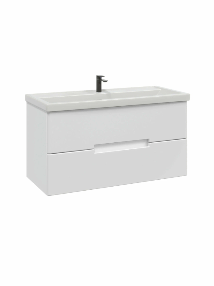 Тумба подвесная SanStar Ориана 100 с раковиной Фостер 100, белая