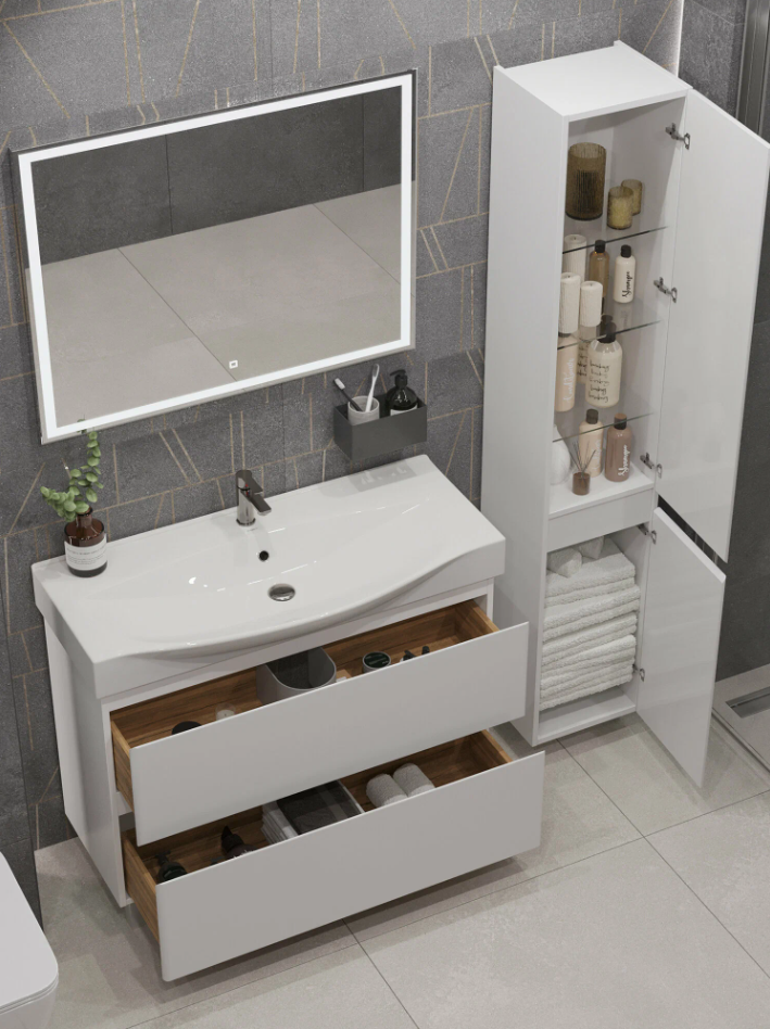 Тумба напольная SanStar Arista 105 с раковиной Элвис 105, белая