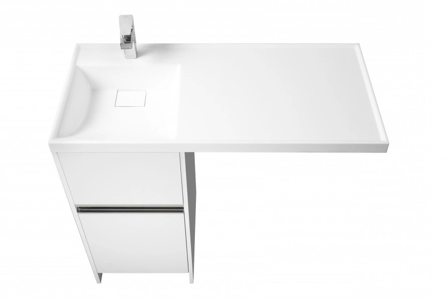Тумба напольная Aquaton Лондри 40 с раковиной Лондри 105 под стиральную машину, L левая, белый