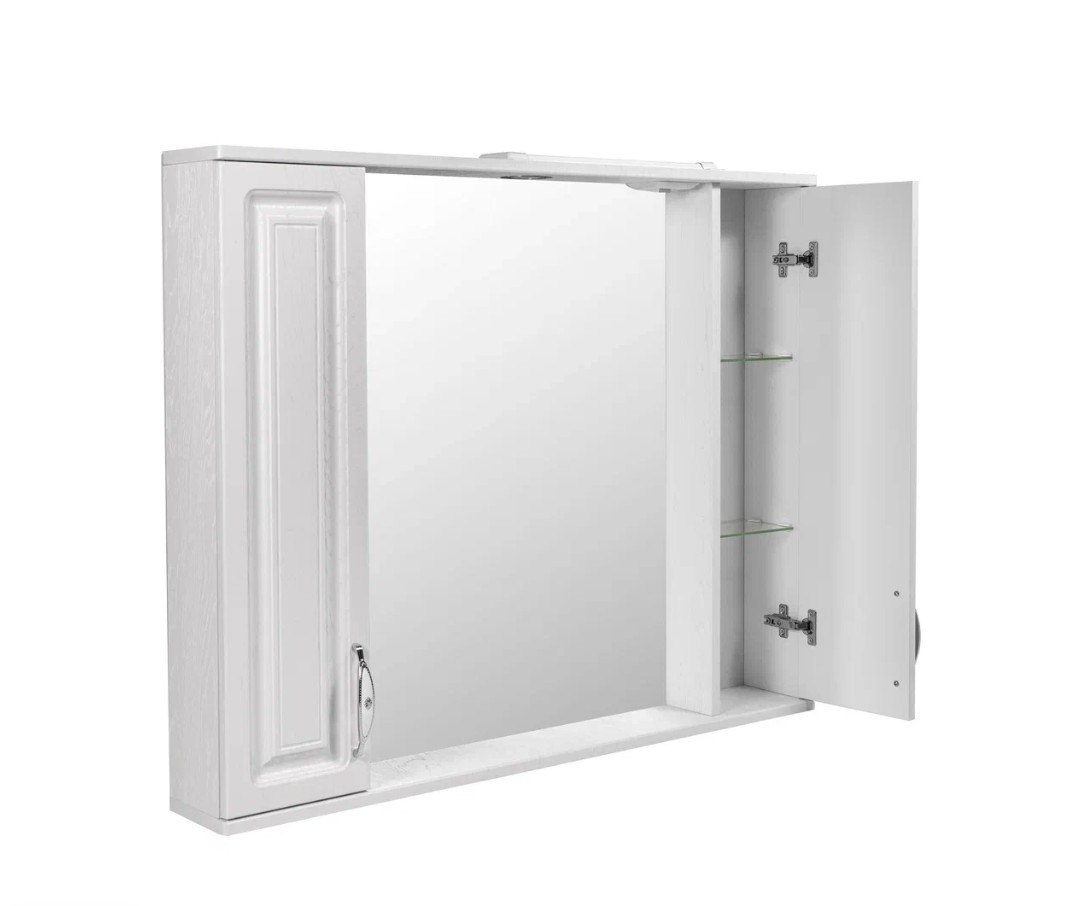 Зеркало-шкаф Stella Polar Кармела 90/С R свет, Люкс белое серебро