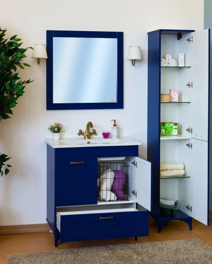 Тумба с раковиной Sanflor Ванесса 75 напольная, индиго от магазина Vanna-Vanna.ru!