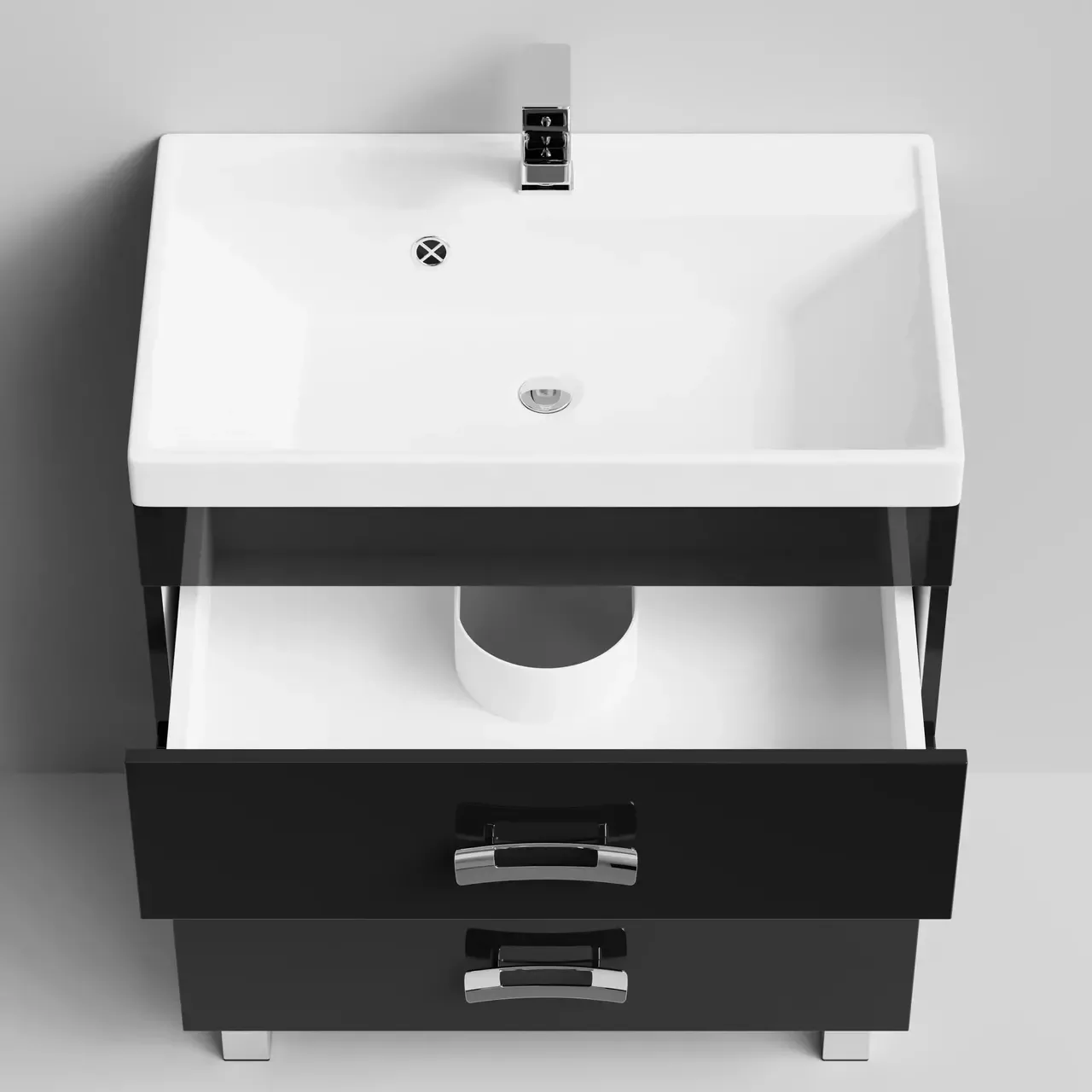 Тумба напольная Vod-ok Орландо 70 с раковиной Classica 70, черная