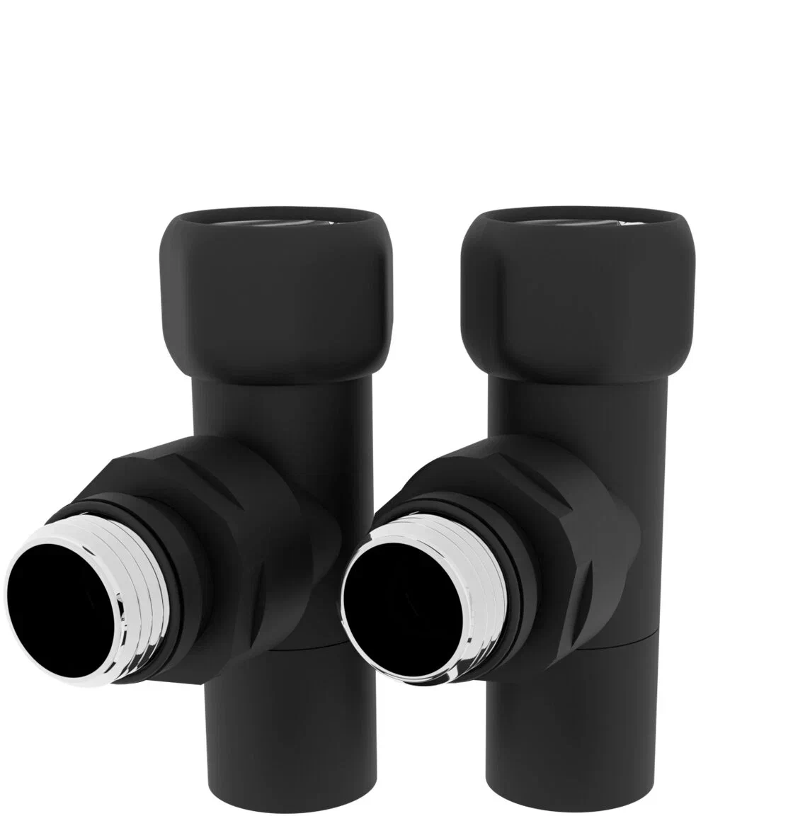 Кран для полотенцесушителя / вентиль угловой Energy, 1/2'' - 3/4'', цвет черный матовый, ручка круг - 2 шт.