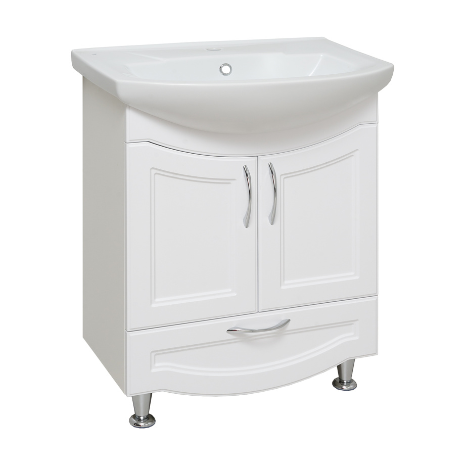 Тумба напольная Runo Неаполь 65 с раковиной Элеганс 65, белый