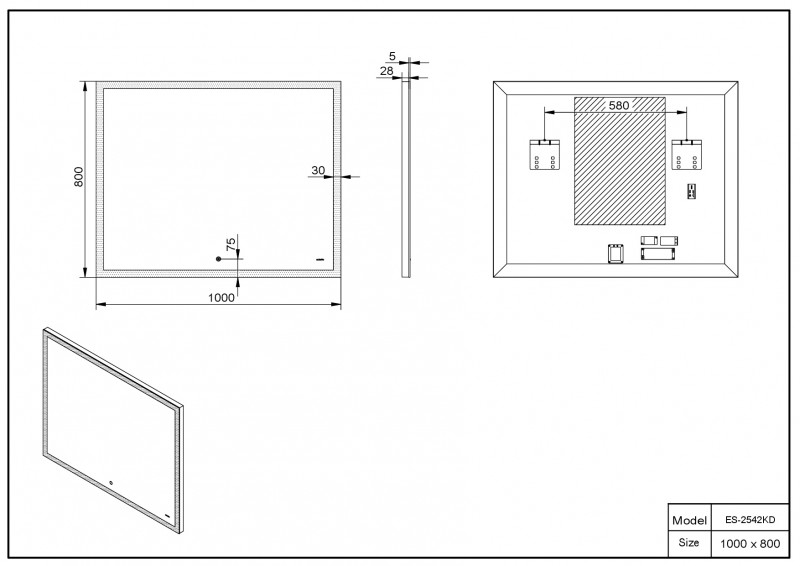 Зеркало Esbano ES-2542KD 100х80х5