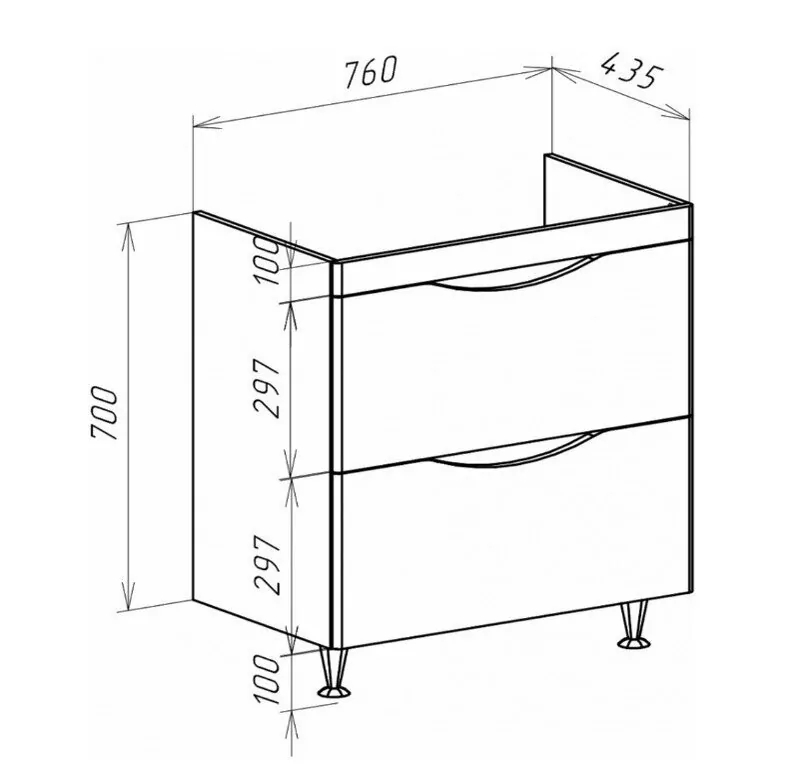 Тумба c раковиной Bellezza Санриса 80 напольная, 2 ящика, белая