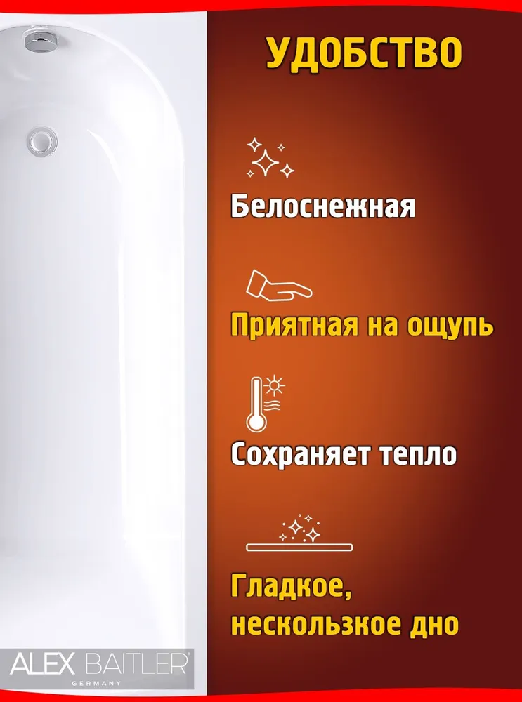 Ванна акриловая Alex Baitler Michigan 170x70