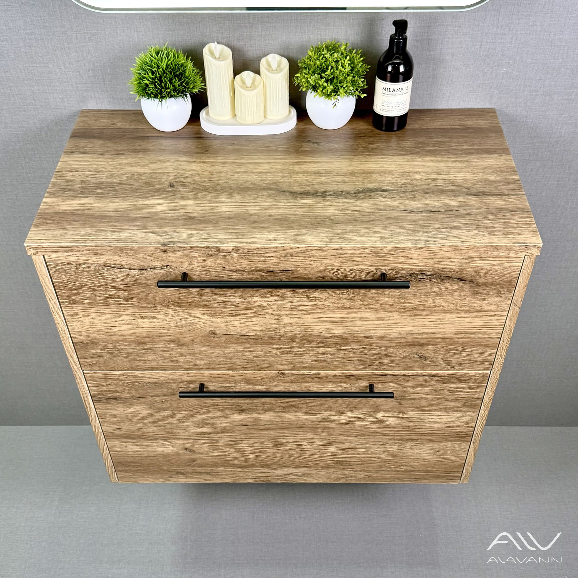 Тумба подвесная Alavann Rondo 80 под накладную раковину, дуб