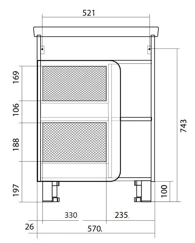 Тумба напольная 1Marka Nuvo 60Н с раковиной Фостер 60, 1 дверь, белый/дуб сонома