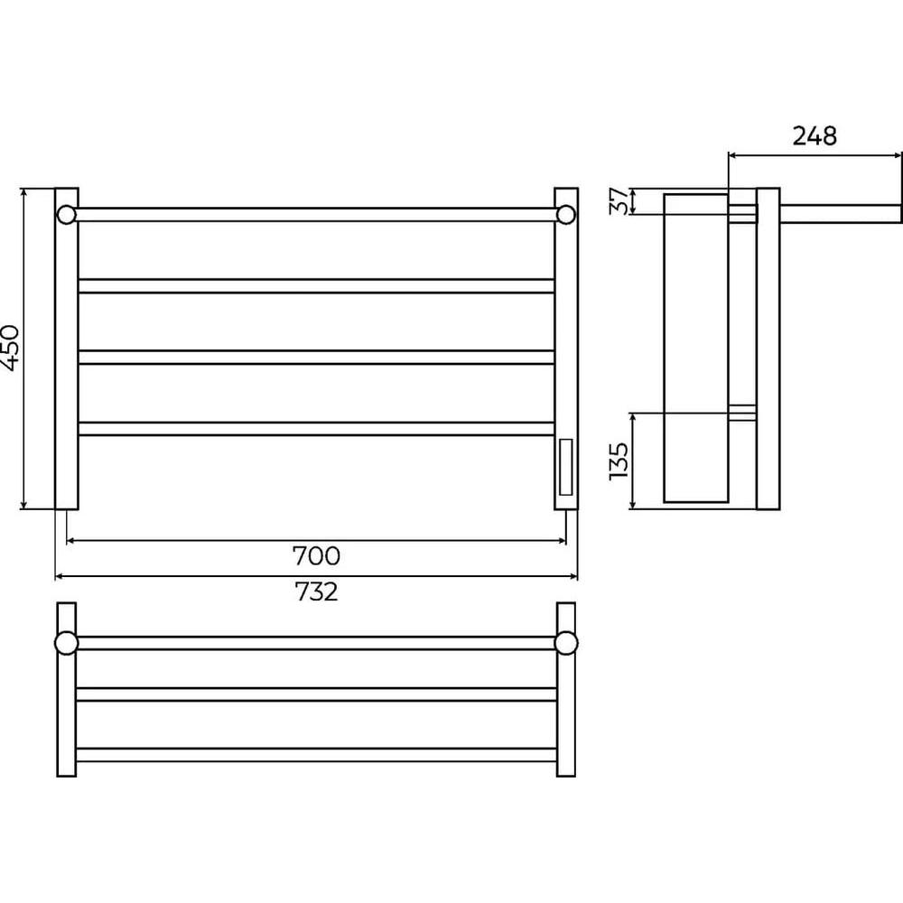 Полотенцесушитель электрический с полкой Terminus Аврора П4 70х45