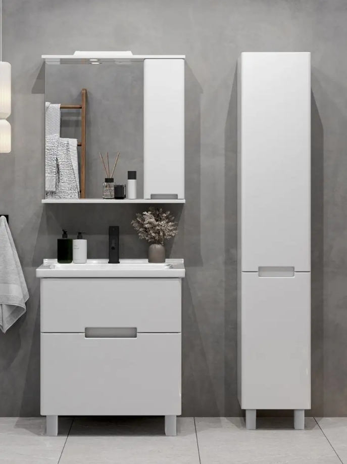 Тумба напольная SanStar Ориана 70 с раковиной Миранда 70, белая