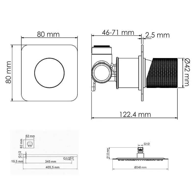 Душевой комплект WasserKraft Fulda A5251.219.258 черный Soft-touch