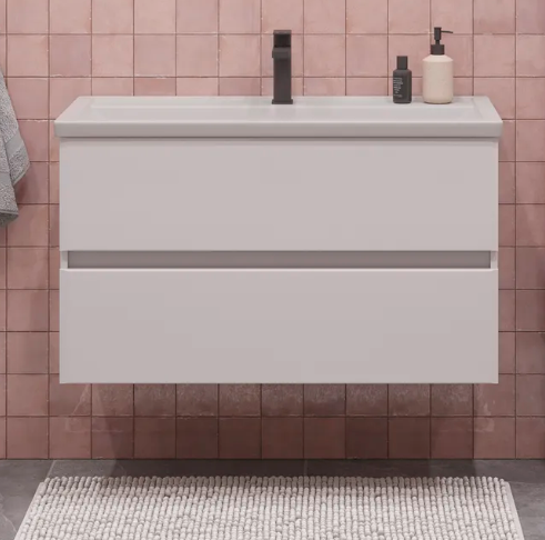 Тумба подвесная SanStar Велья 100 с раковиной Миранда 100 белая