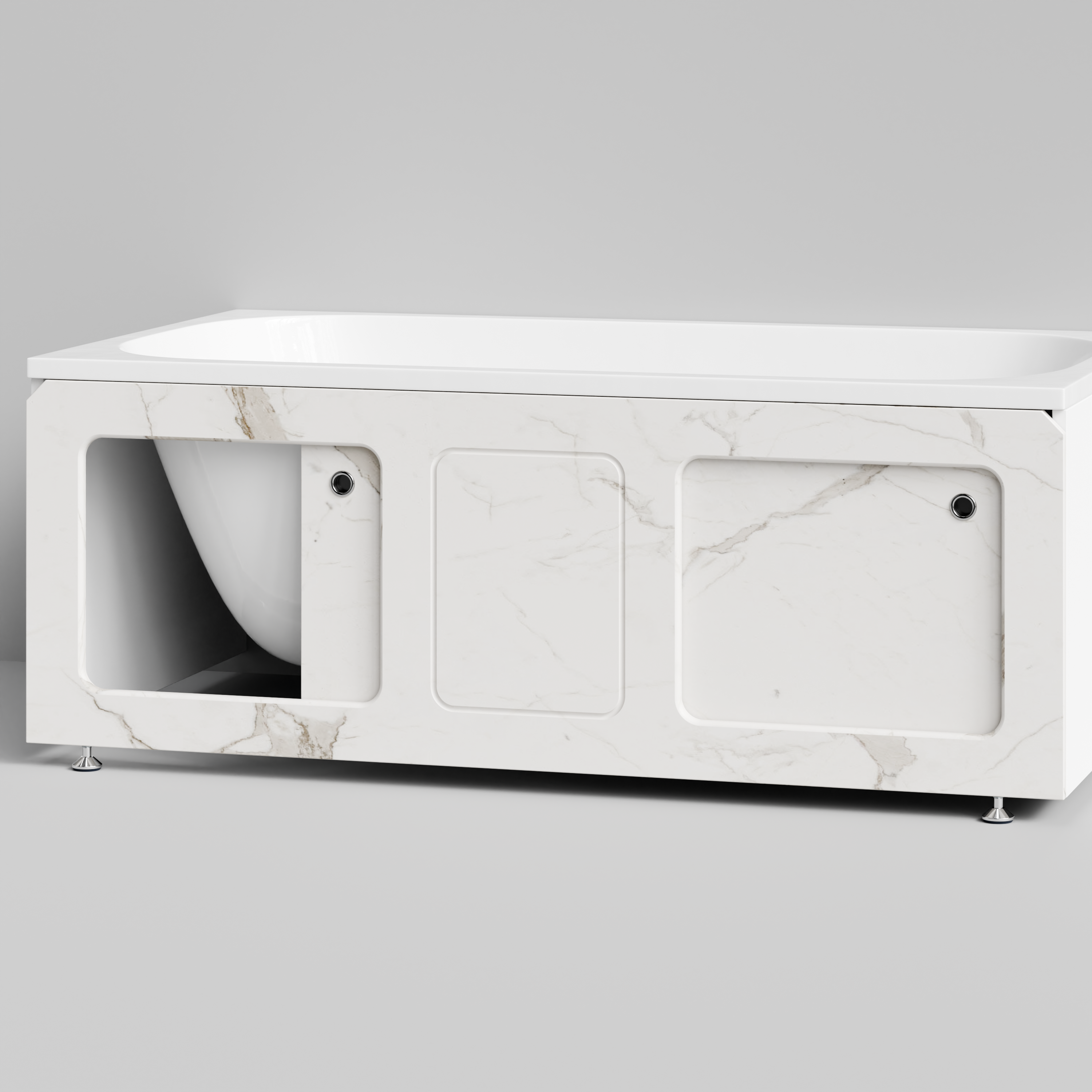 Экран под ванну Vod-ok Хит 150 раздвижной Мрамор Белый натур милк