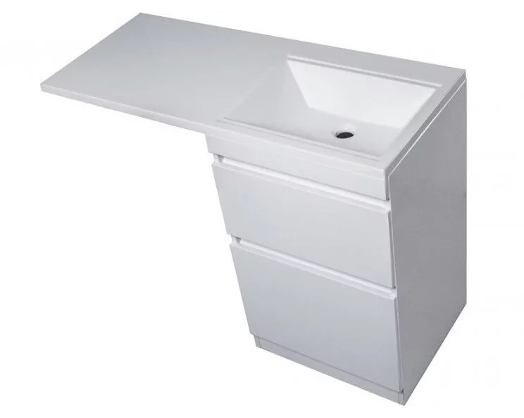 Тумба напольная Style Line Даллас 115 Люкс Plus ПВХ с раковиной Даллас 115 под стиральную машину, правая, белая