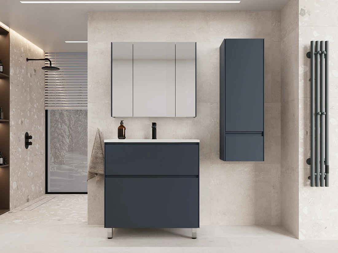 Тумба с раковиной Style Line Лима 100 напольная, графит