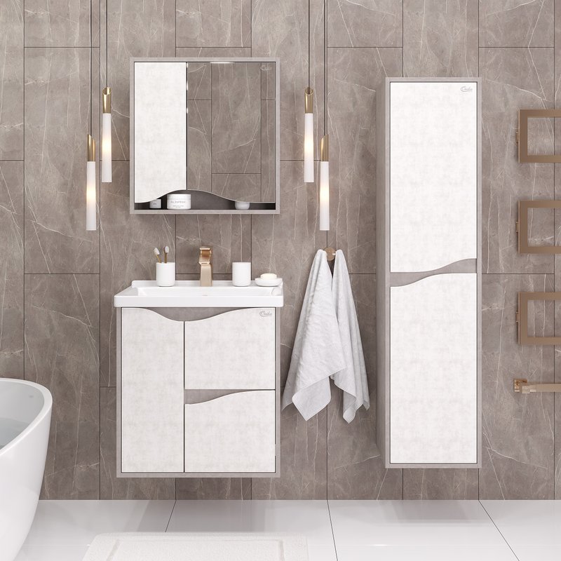 Зеркало-шкаф Onika Брендон 60, камень светлый