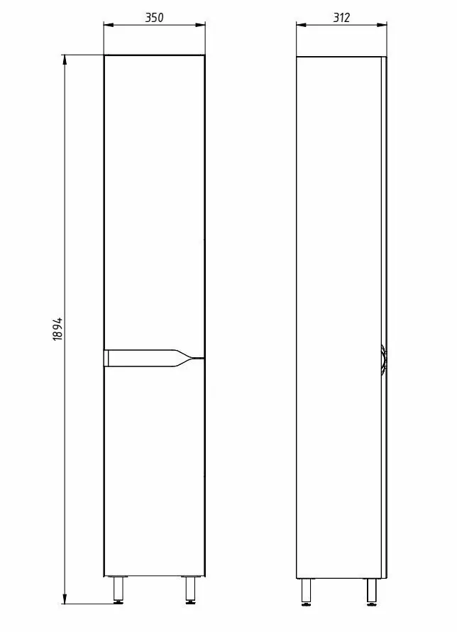 Пенал Асб-мебель Бари 35 R напольный, белый от магазина Vanna-Vanna.ru!