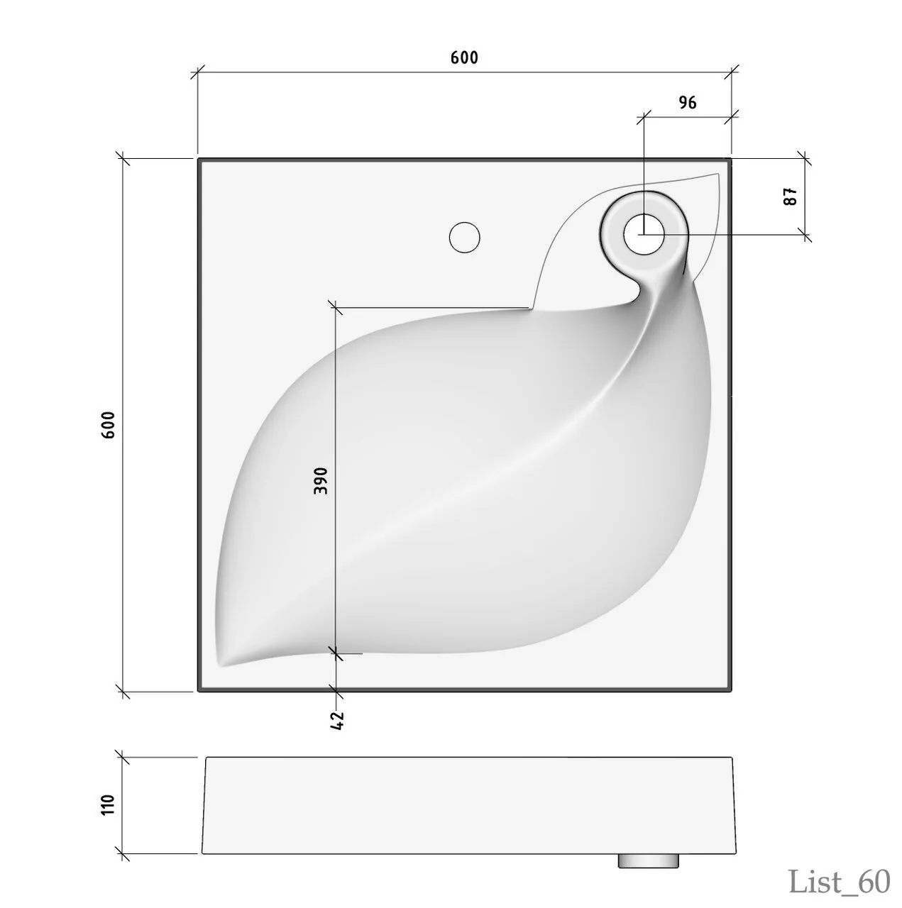 Раковина Madera List 60х60 белая