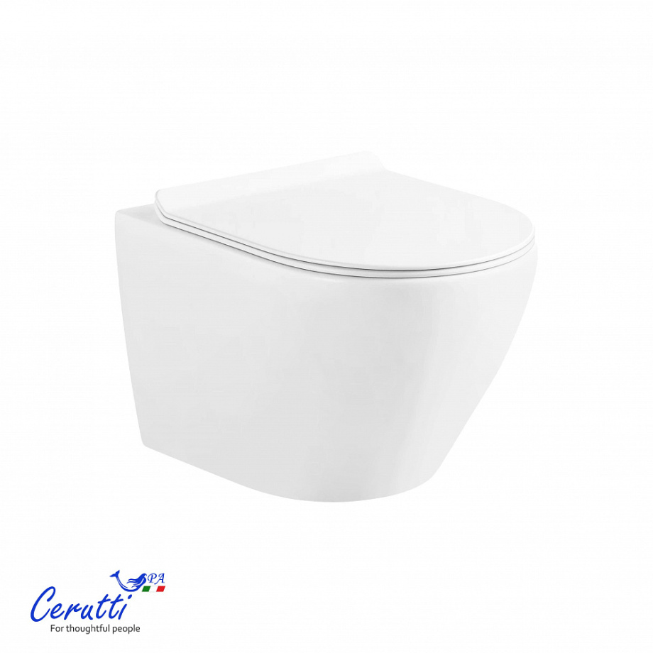 Унитаз Ceruttispa Sella Aria Tornado CT9529 безободковый, подвесной, (490х370х370), белый