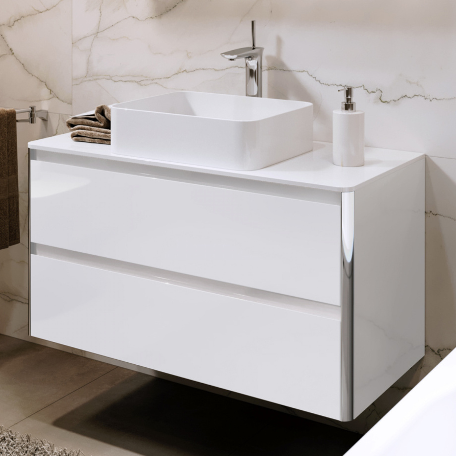 Тумба подвесная Alavann Laurel 80 с раковиной Joy, белая