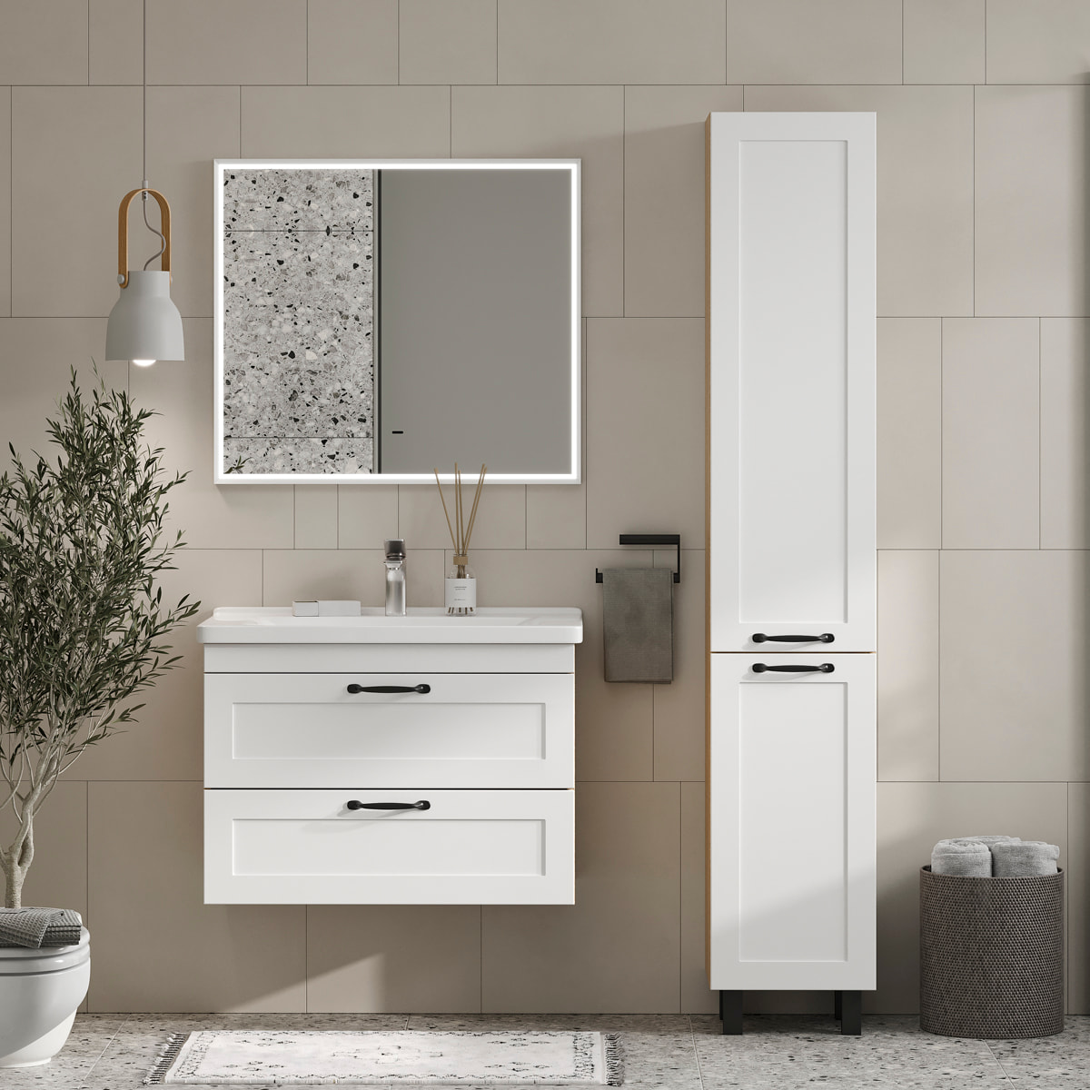 Зеркало EQUIL Lago LED 80 с подсветкой, белый