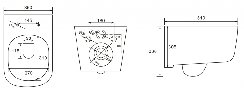 Унитаз подвесной Esbano GARANT (White) 510x350x360