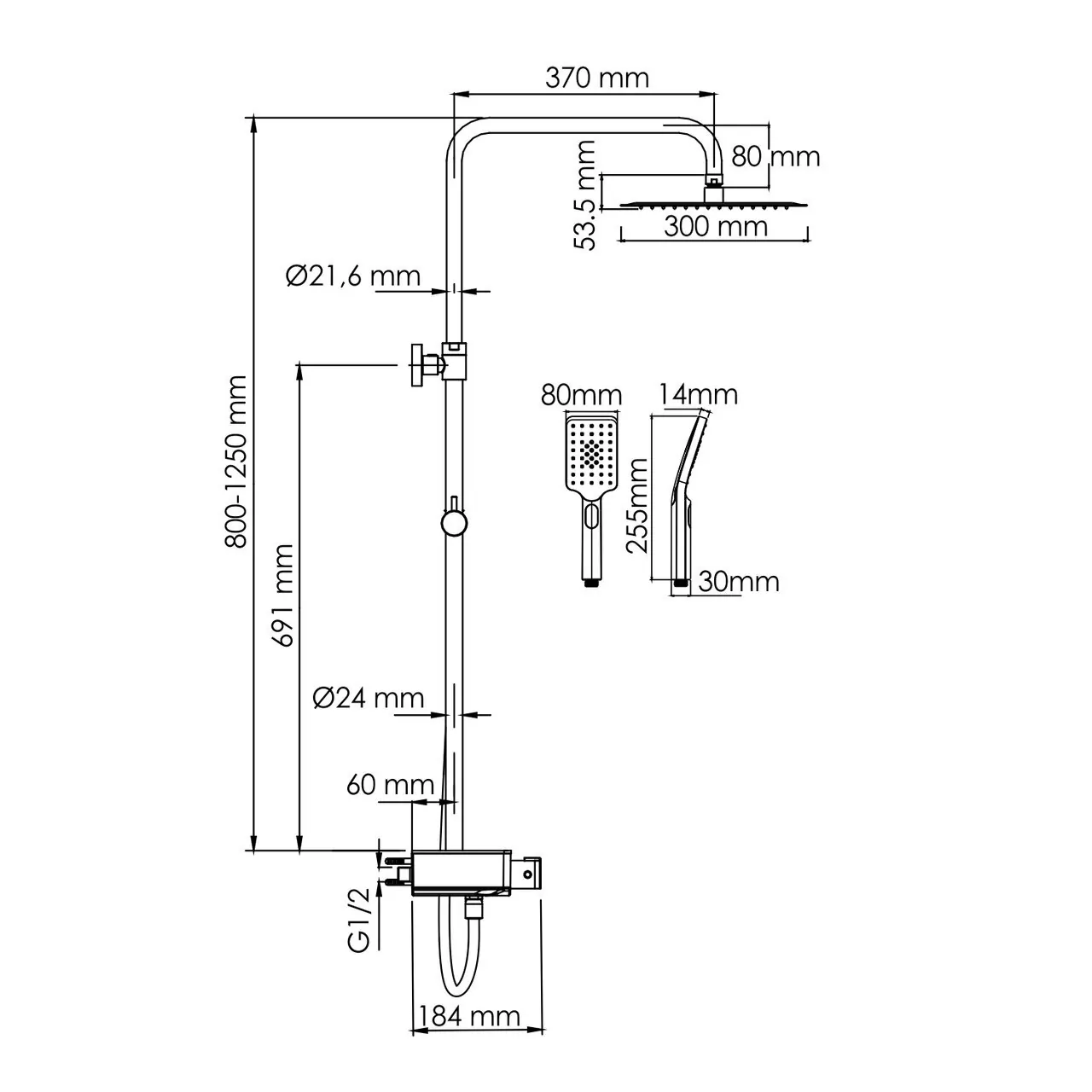 Душевая стойка WasserKraft A113.118.126.CH Thermo хром