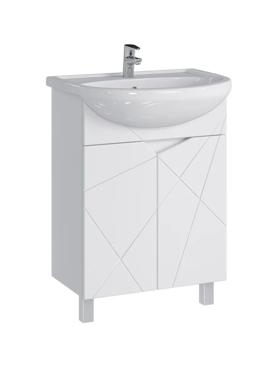 Тумба напольная SanStar Каскад 60 с раковиной Уют 60, белая