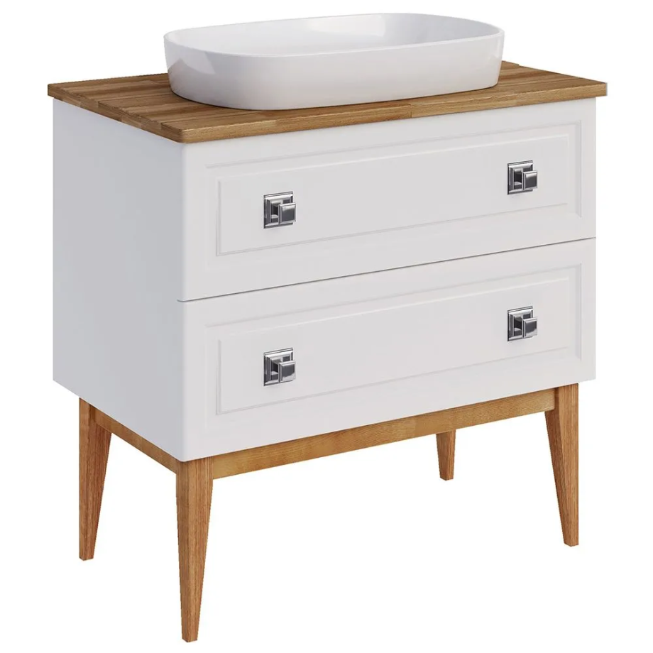 Тумба с раковиной Asb-Woodline Каталина 80 напольная, белый