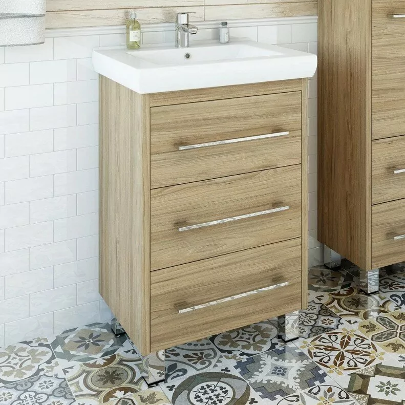 Тумба с раковиной Sanflor Ларго 70 напольная, вяз швейцарский