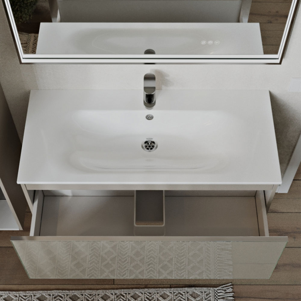 Тумба с раковиной подвесная (100 см) Terminus Vega VEG101001200501OSL, капучино