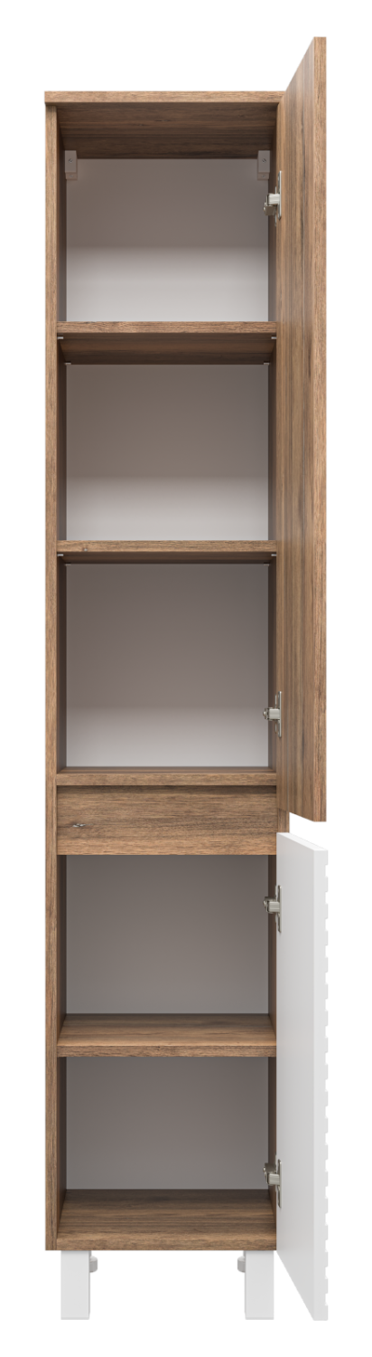 Пенал Brevita Dakota 35 напольный/подвесной, R, белый/дуб галифакс олово