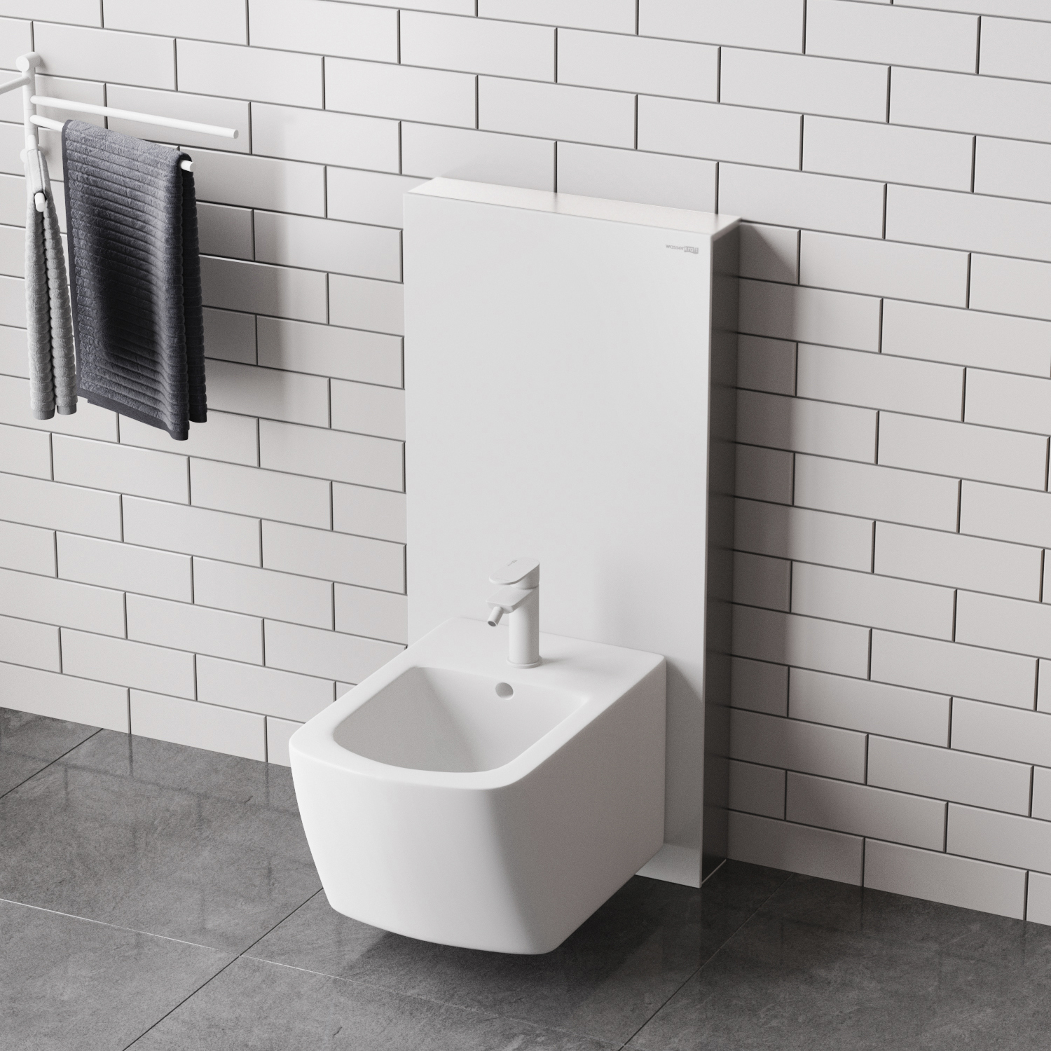 Комплект для биде со смесителем WasserKraft Naab 86BDT.050.WH.SQ7406 инсталляция (пристенный модуль)