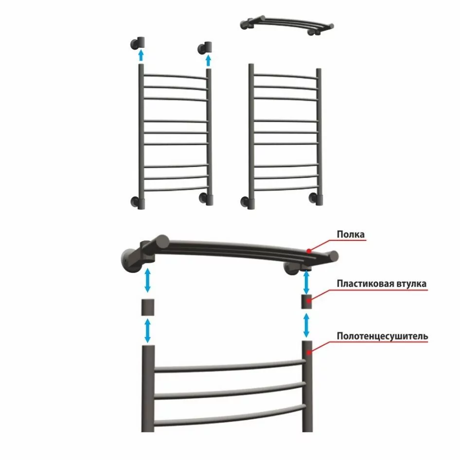 Полка для полотенцесушителя Energy Modus2 500 черный матовый