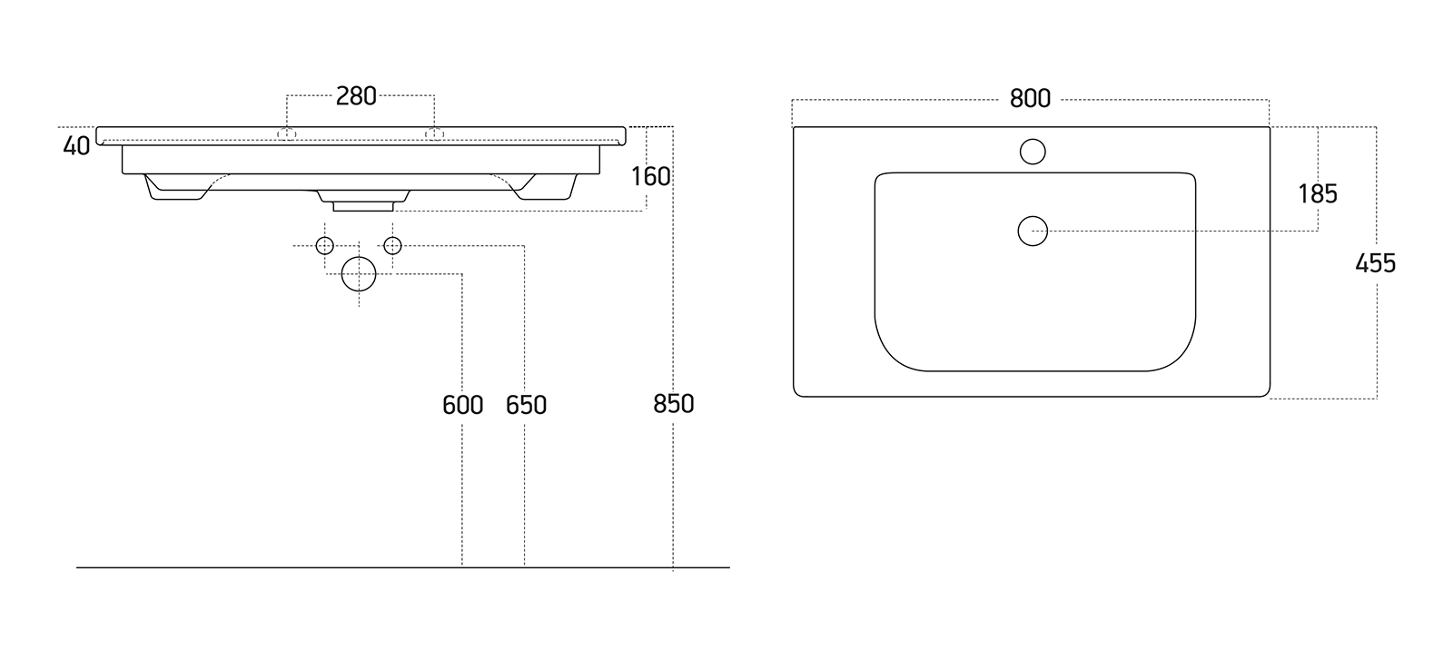 Тумба с раковиной Misty Мира 80 белый
