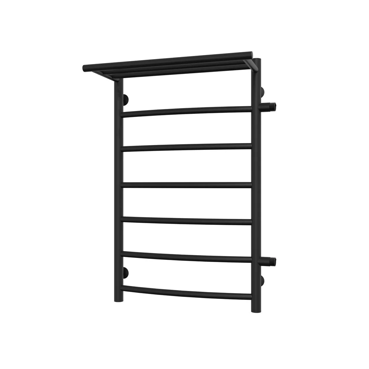 Полотенцесушитель водяной Laris Классик П7 500х800 R МЦ 500-1, боковой, с полкой, черный матовый