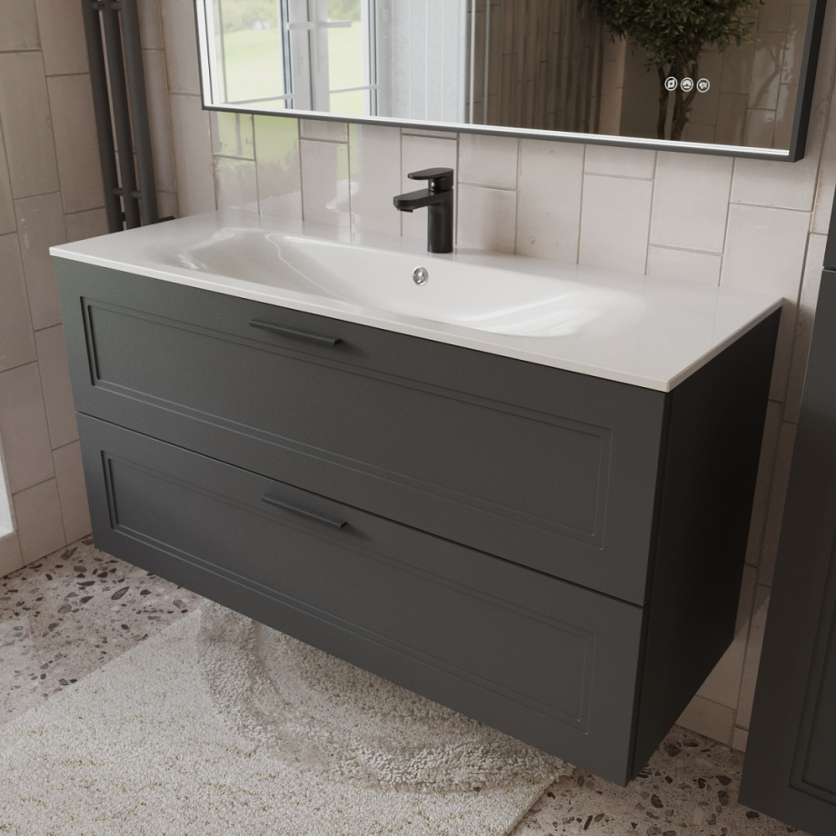 Тумба с раковиной подвесная (120 см) Terminus Classik CLA101202701601O, графит