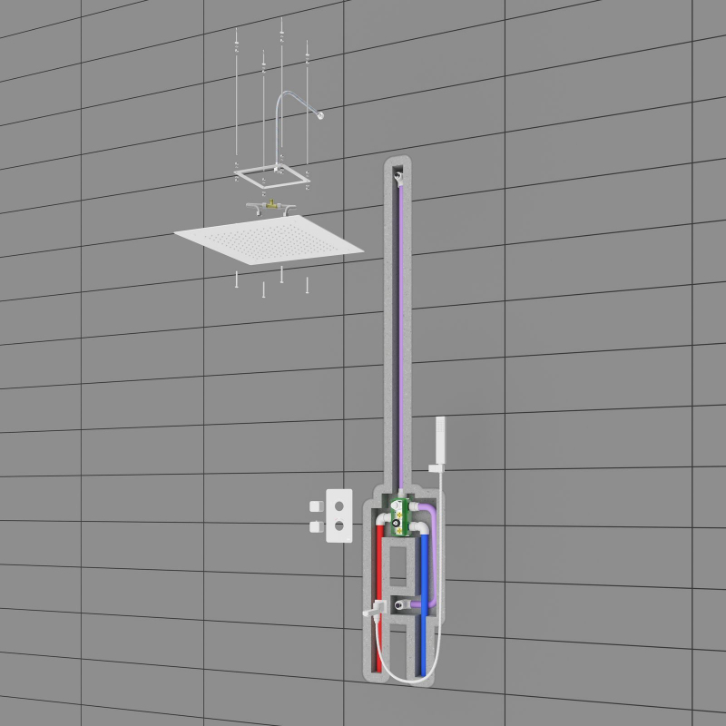 Душевая система встроенная с термостатом Timo Petruma SX-5019/16SM белый матовый