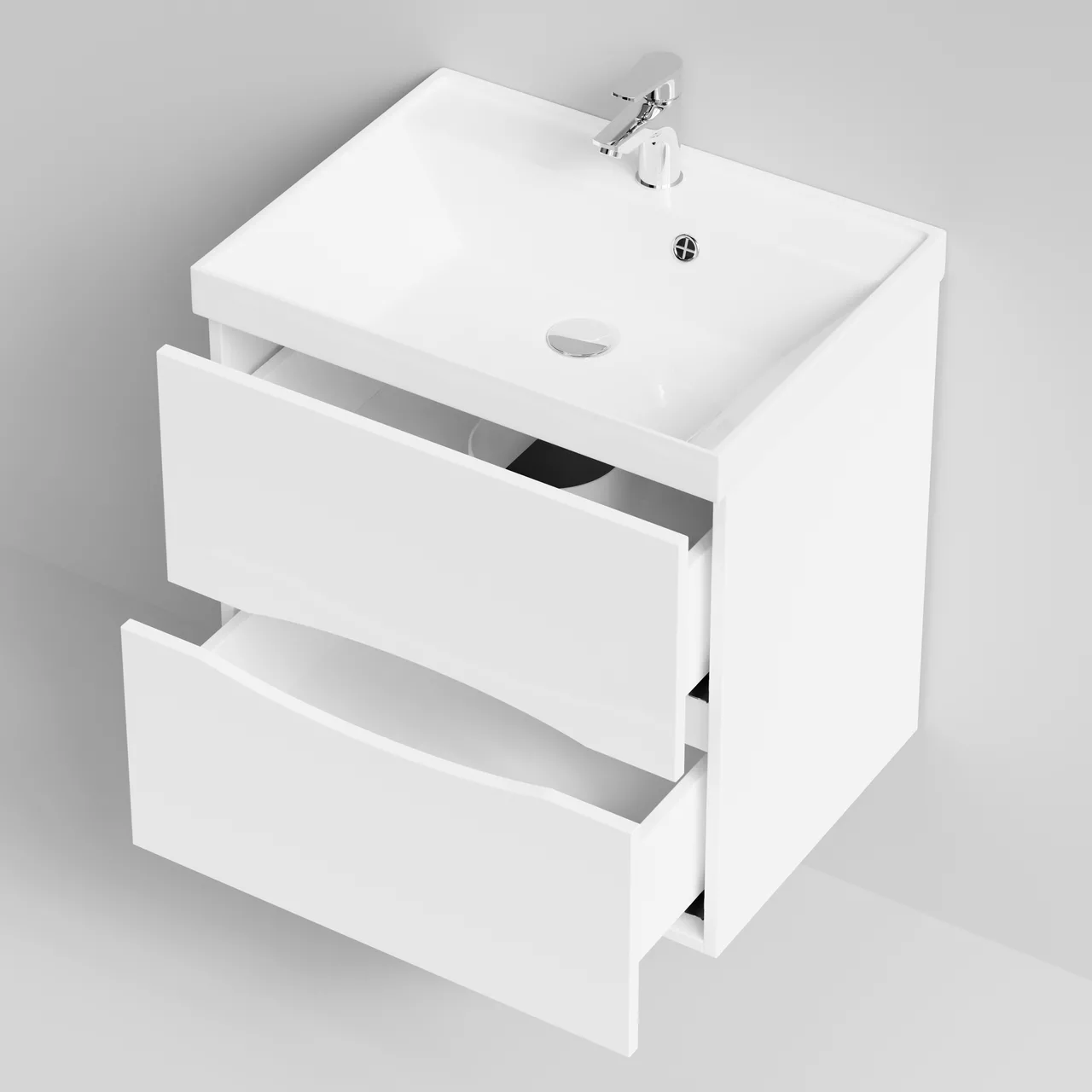 Тумба подвесная Vod-ok Лайт 60 с раковиной Classica 60, белая + 13 цветов