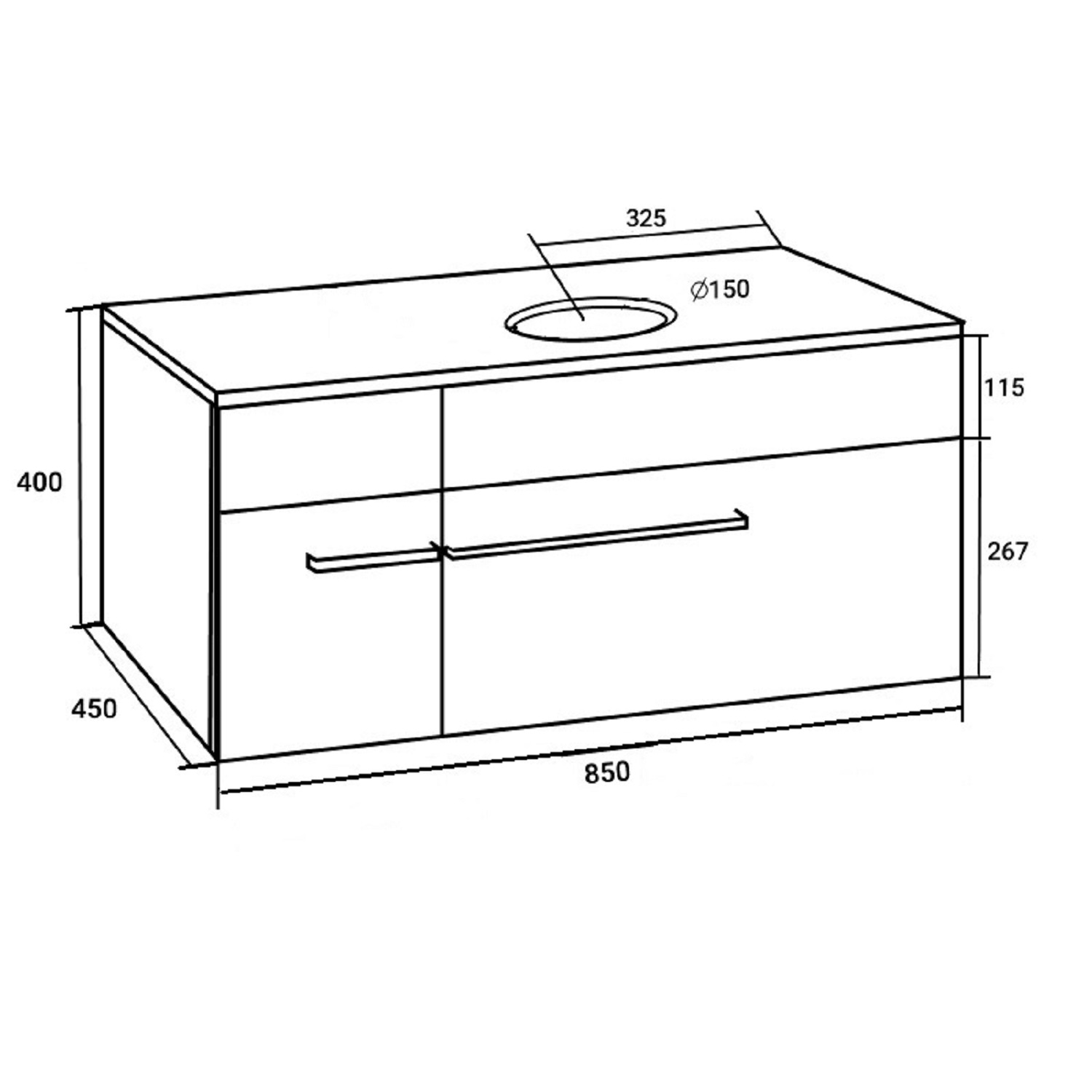 Тумба подвесная Runo Вудлайн 85 скандинавский дуб/белый под накладную раковину